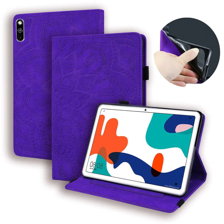 For Huawei MatePad 10.4 Calf Pattern Double Folding Design Embossed Leather Case with Holder & Ca...
