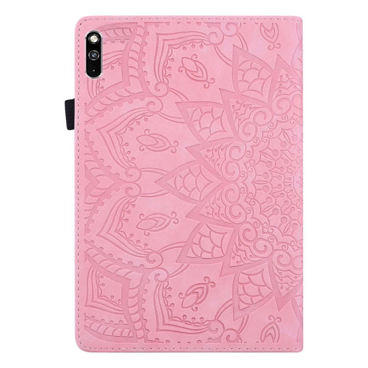 For Huawei MatePad 10.4 Calf Pattern Double Folding Design Embossed Leather Case with Holder & Ca...