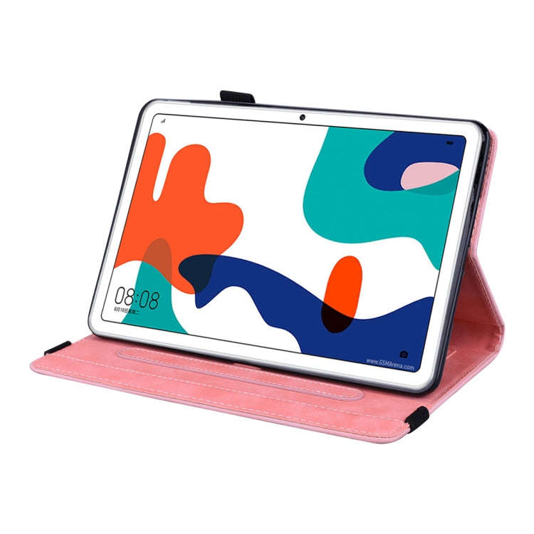 For Huawei MatePad 10.4 Calf Pattern Double Folding Design Embossed Leather Case with Holder & Ca...