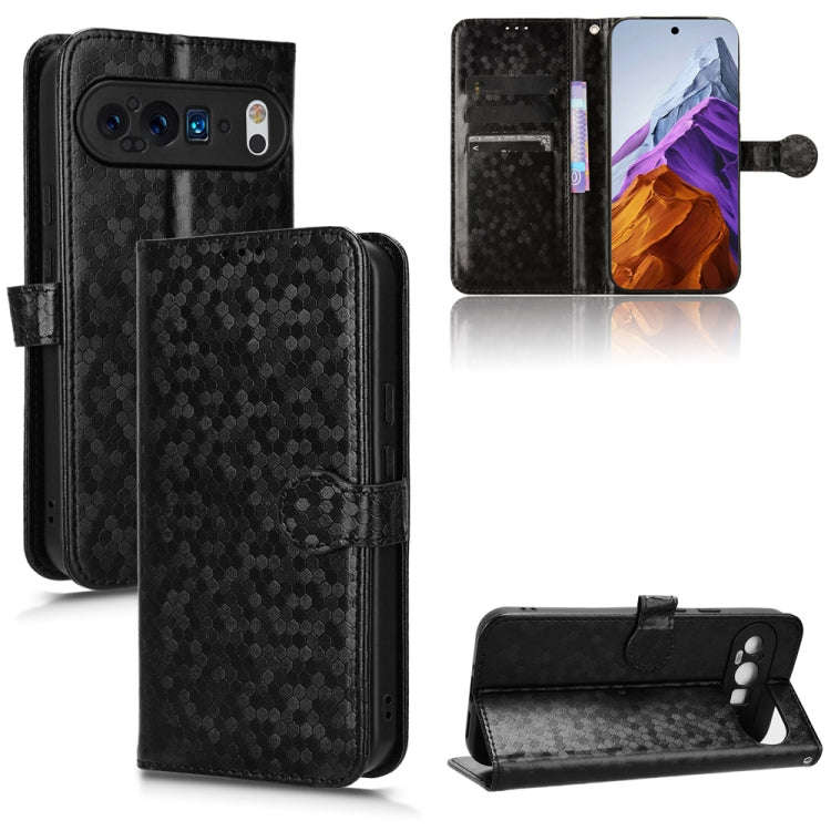 For Google Pixel 9 Pro XL Honeycomb Dot Texture Leather Phone Case(Black)