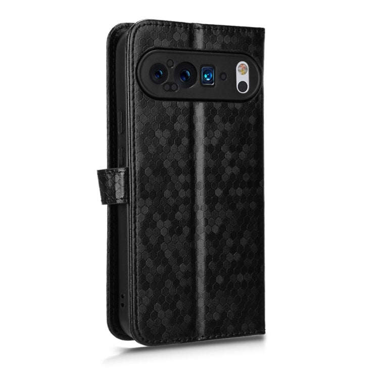 For Google Pixel 9 Pro XL Honeycomb Dot Texture Leather Phone Case(Black)