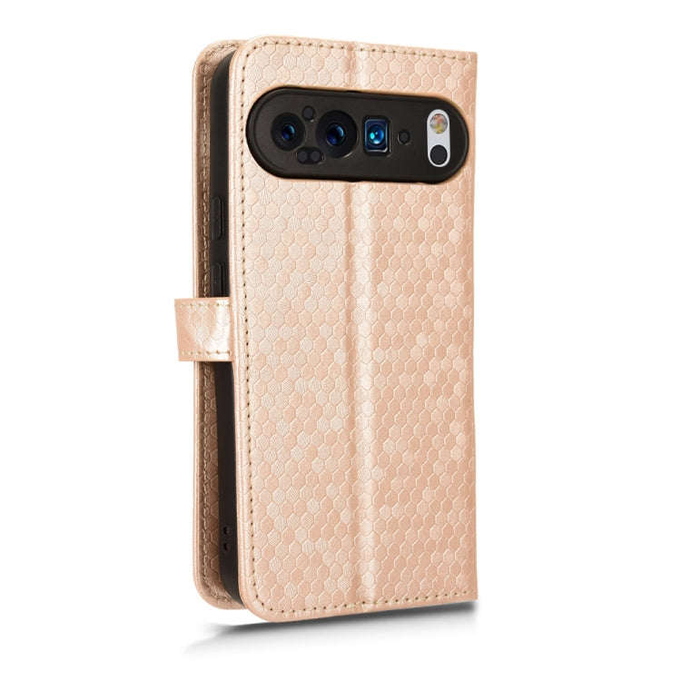 For Google Pixel 9 Pro XL Honeycomb Dot Texture Leather Phone Case(Gold)