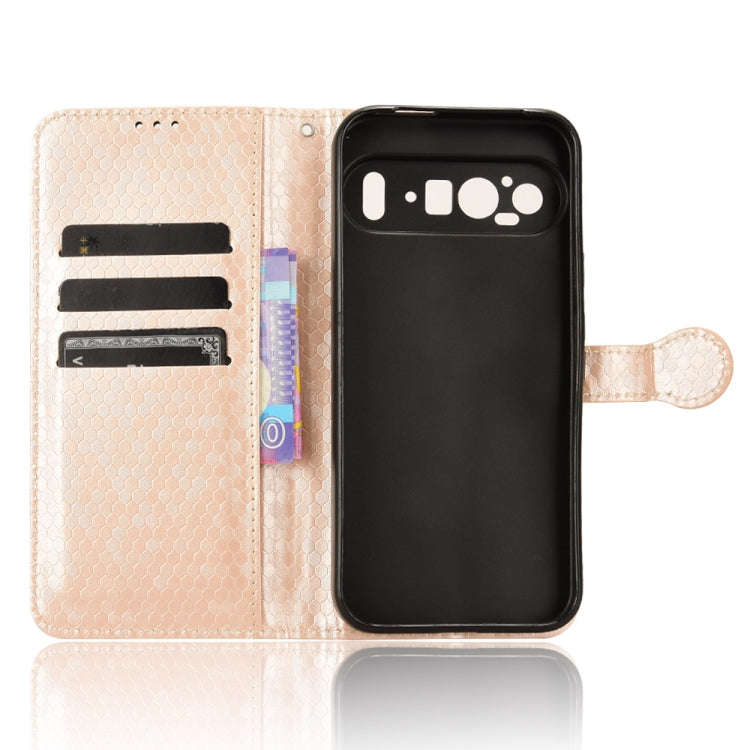 For Google Pixel 9 Pro XL Honeycomb Dot Texture Leather Phone Case(Gold)