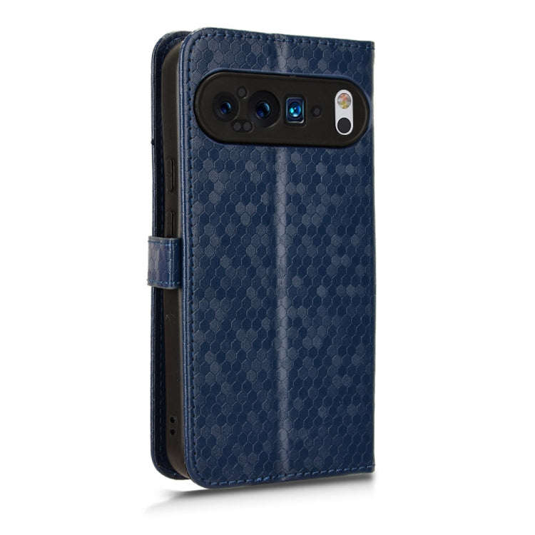 For Google Pixel 9 Pro XL Honeycomb Dot Texture Leather Phone Case(Blue)
