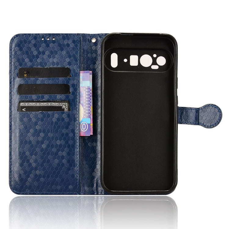 For Google Pixel 9 Pro XL Honeycomb Dot Texture Leather Phone Case(Blue)