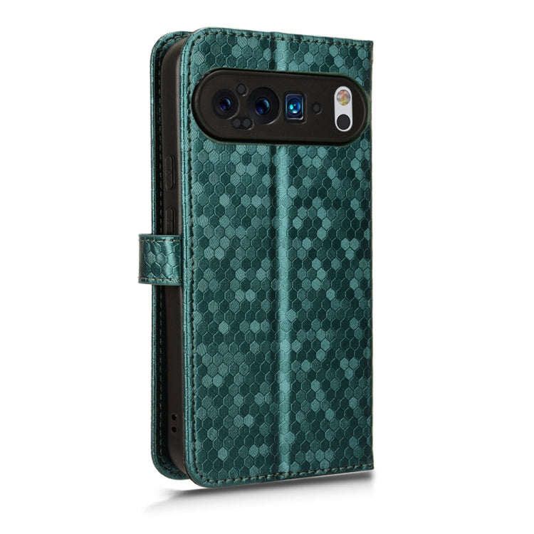For Google Pixel 9 Pro XL Honeycomb Dot Texture Leather Phone Case(Green)