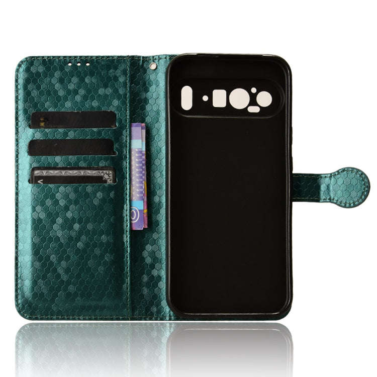 For Google Pixel 9 Pro XL Honeycomb Dot Texture Leather Phone Case(Green)