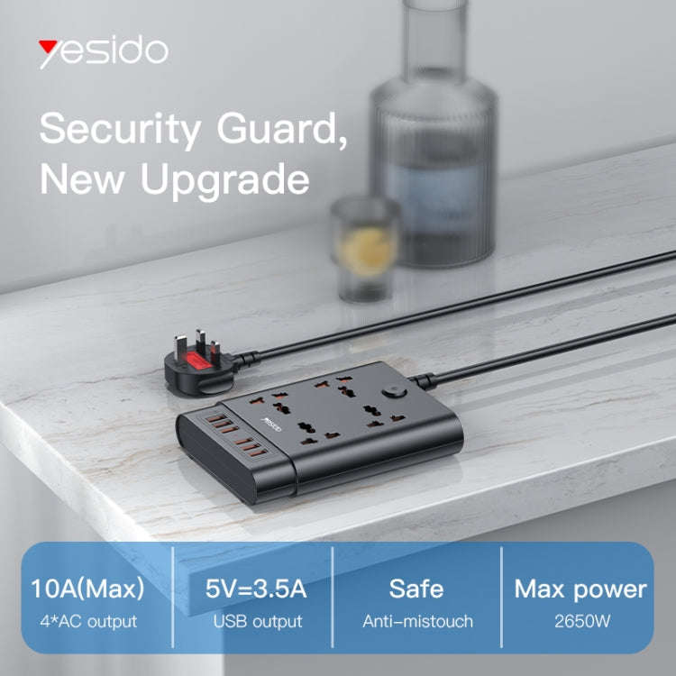Yesido MC-08 4 Ports + 6 USB Ports 2650W Multi-functional High Power Socket(EU Plug)