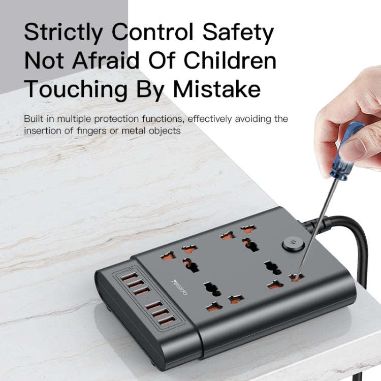 Yesido MC-08 4 Ports + 6 USB Ports 2650W Multi-functional High Power Socket(EU Plug)