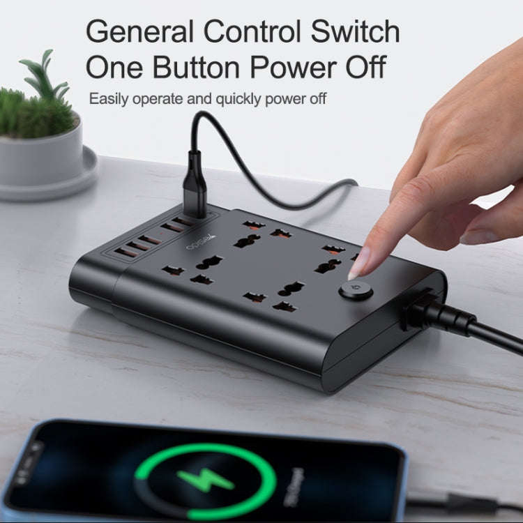 Yesido MC-08 4 Ports + 6 USB Ports 2650W Multi-functional High Power Socket(EU Plug)