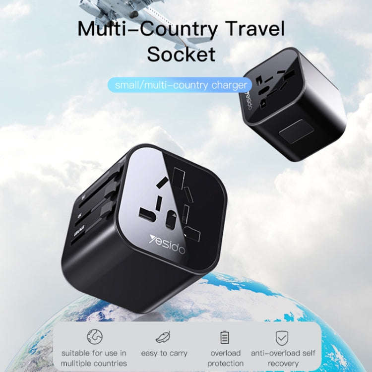 Yesido MC-09 Multi-function Universal Travel Adapter Plug(Black)