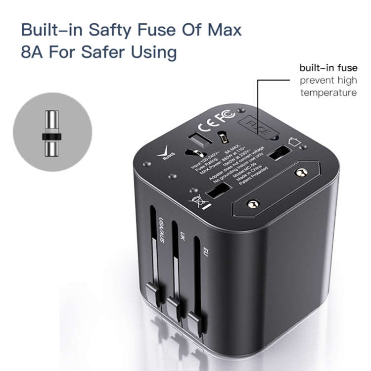 Yesido MC-09 Multi-function Universal Travel Adapter Plug(Black)