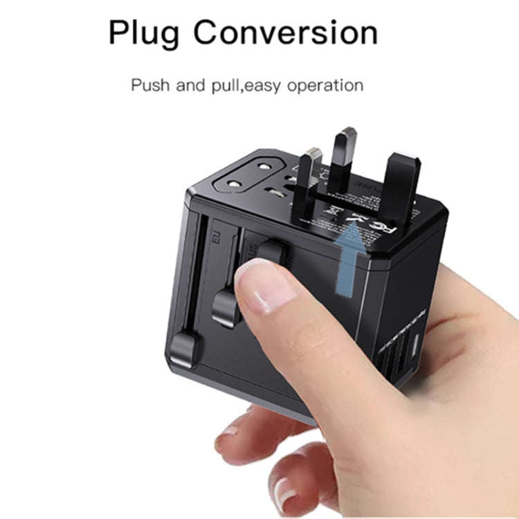 Yesido MC-10 3 USB + Type-C Ports Multi-function Universal Travel Adapter Plug(Black)
