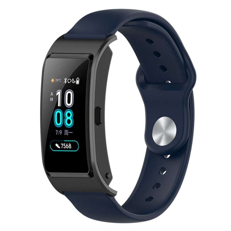 18mm Universal Reverse Buckle Wave Silicone Watch Band, Size:L(Navy Blue)