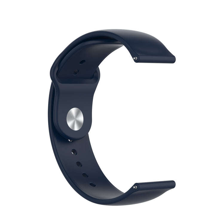18mm Universal Reverse Buckle Wave Silicone Watch Band, Size:L(Navy Blue)