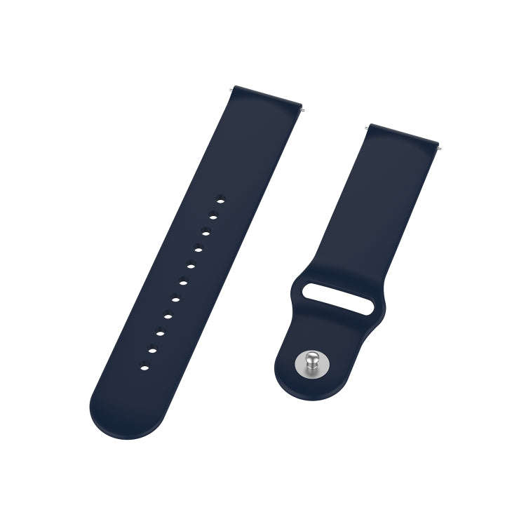 18mm Universal Reverse Buckle Wave Silicone Watch Band, Size:L(Navy Blue)