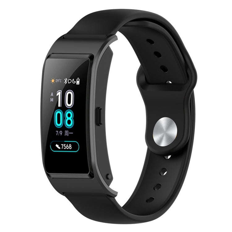 18mm Universal Reverse Buckle Wave Silicone Watch Band, Size:L(Black)