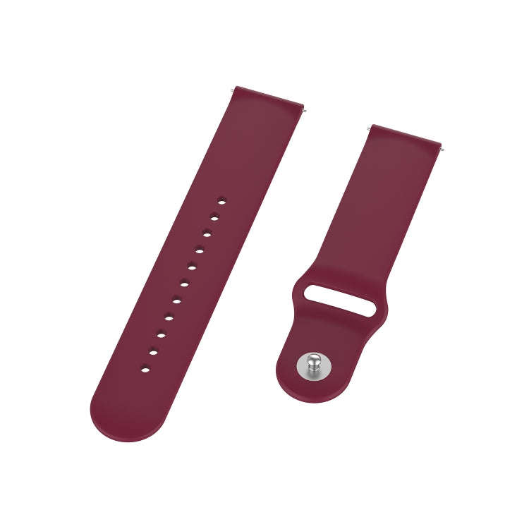 18mm Universal Reverse Buckle Wave Silicone Watch Band, Size:L(Wine Red)
