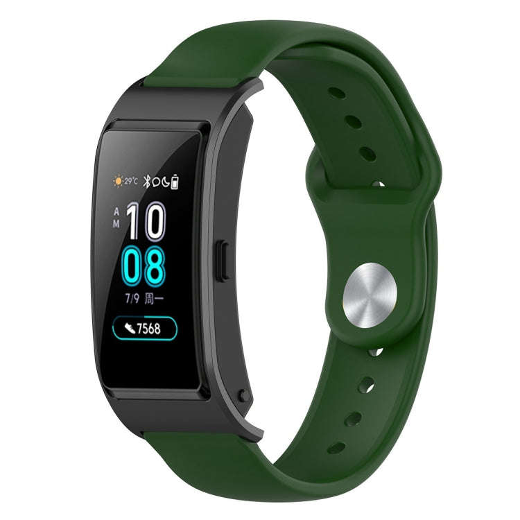 18mm Universal Reverse Buckle Wave Silicone Watch Band, Size:L(Army Green)