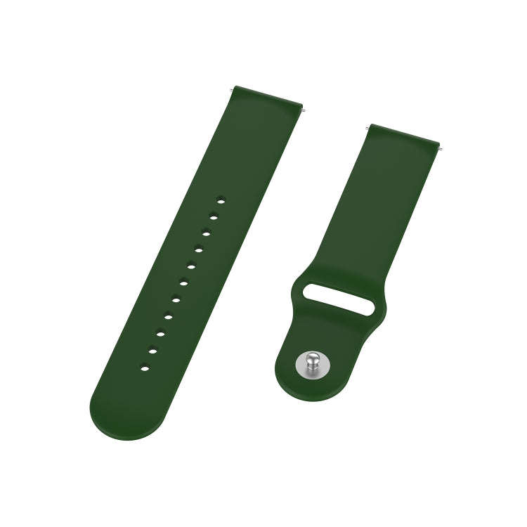 18mm Universal Reverse Buckle Wave Silicone Watch Band, Size:L(Army Green)