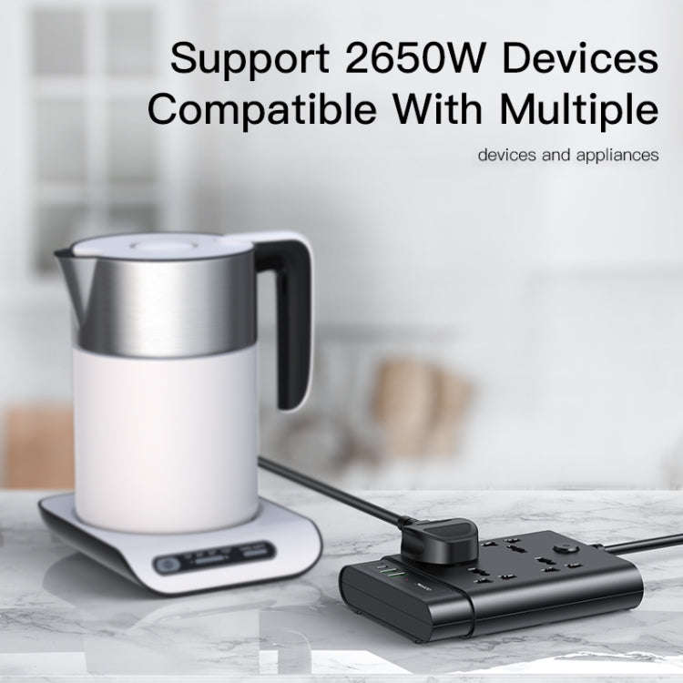 Yesido MC-11 4 Plugs + PD 20W+2 QC3.0 Ports 2650W Multi-functional High Power Socket(EU Plug)