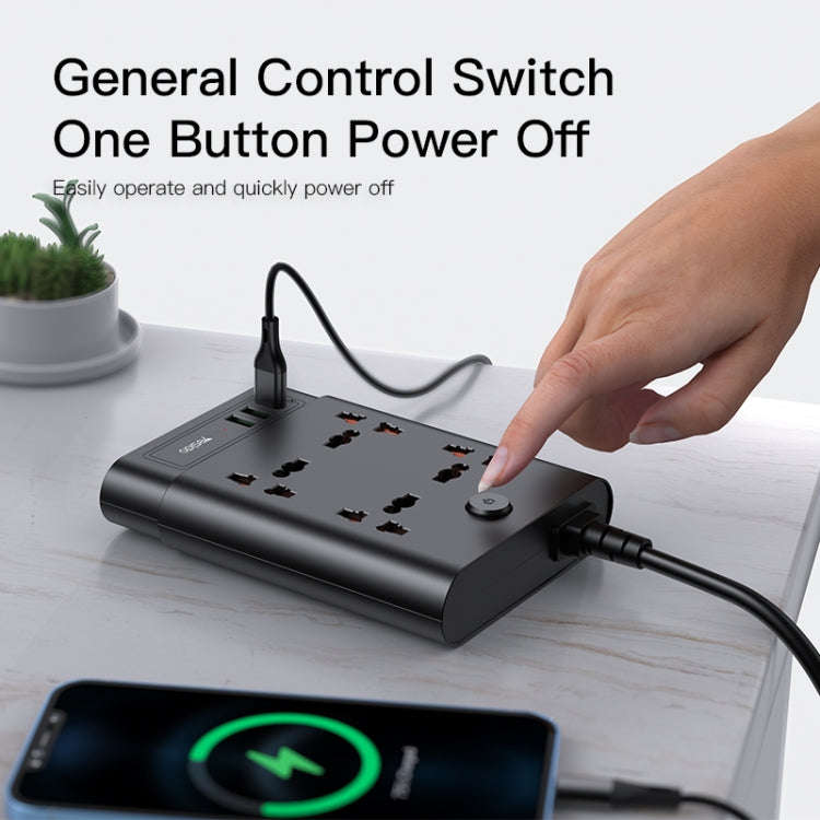 Yesido MC-11 4 Plugs + PD 20W+2 QC3.0 Ports 2650W Multi-functional High Power Socket(EU Plug)