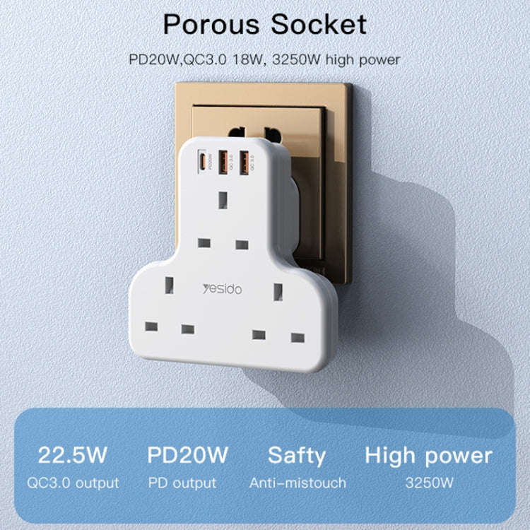 Yesido MC-15 PD+QC 3.0 3250W Home High Power Fast Charging Socket, Plug Type:UK Plug(White)