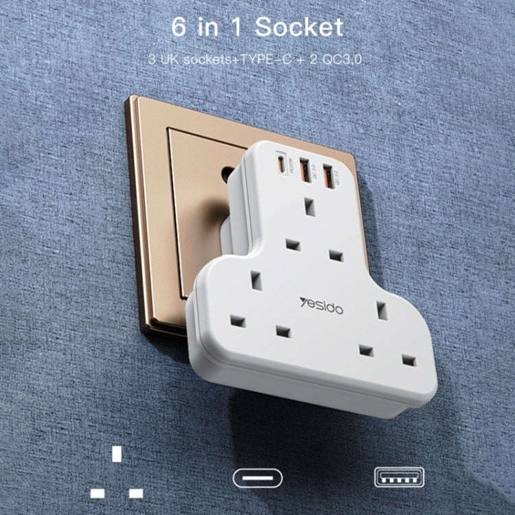Yesido MC-15 PD+QC 3.0 3250W Home High Power Fast Charging Socket, Plug Type:UK Plug(White)