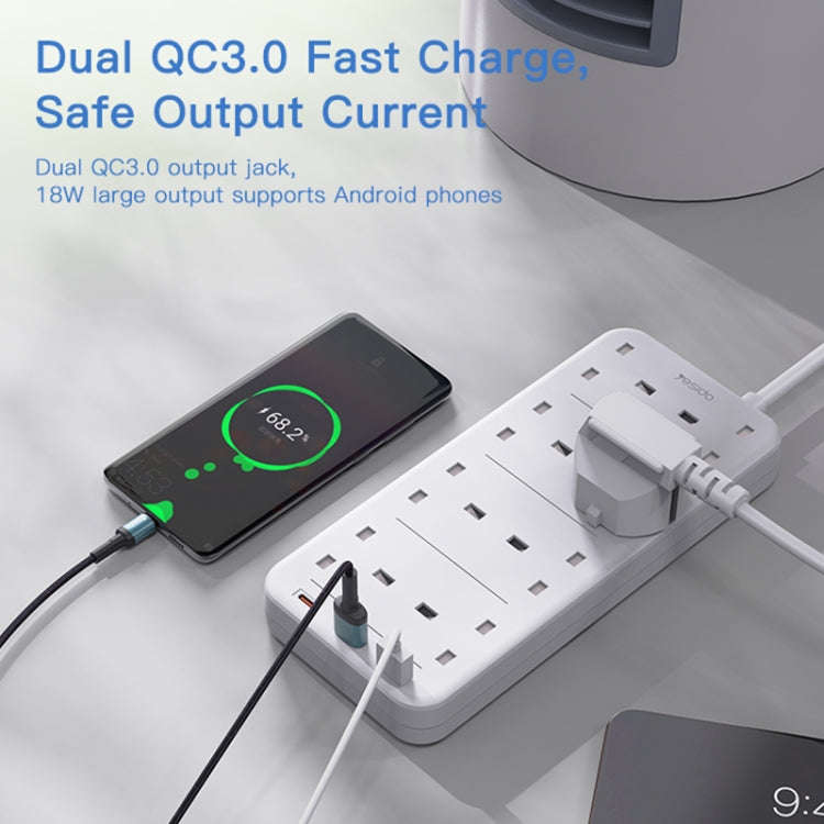 Yesido MC-16 8 Plugs + PD 20W+2 QC3.0 Ports 3250W High Power Fast Charging Socket(UK Plug)