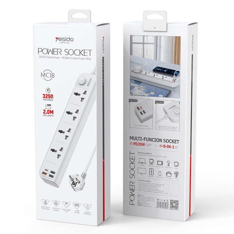 Yesido MC-18 PD 20W + QC 3.0 3250W High Power Fast Charging Socket(EU Plug)