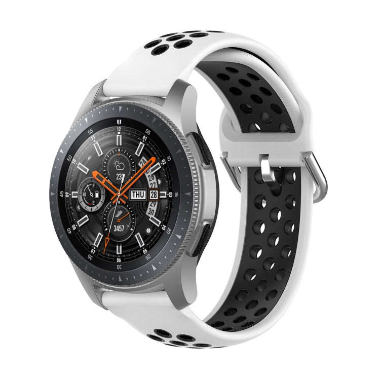 For Samsung Galaxy Watch 46mm / Gear S3 Universal Sports Two-tone Silicone Watch Band(White Black)