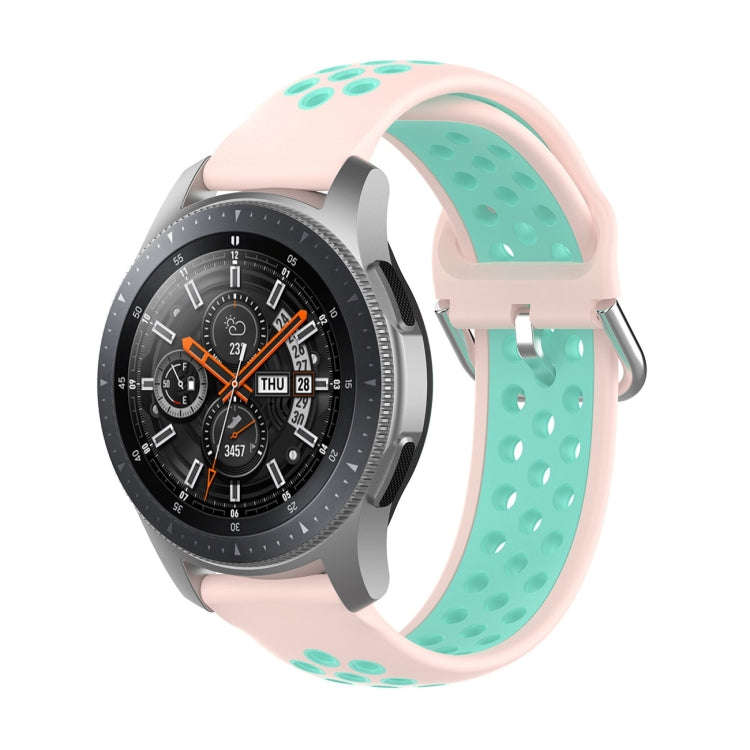 For Samsung Galaxy Watch 46mm / Gear S3 Universal Sports Two-tone Silicone Watch Band(Pink Green)