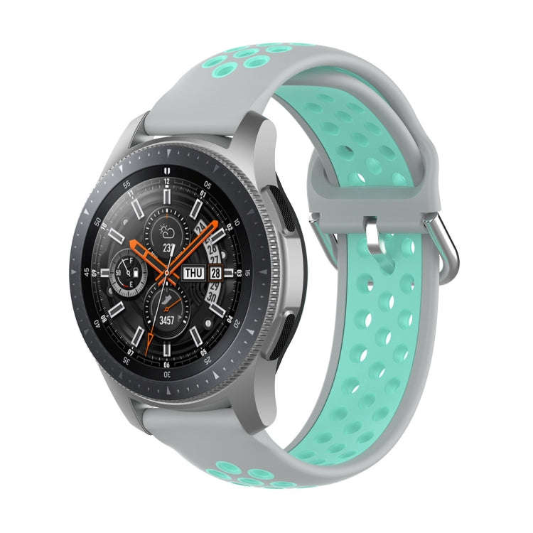 For Samsung Galaxy Watch 46mm / Gear S3 Universal Sports Two-tone Silicone Watch Band(Grey Green)