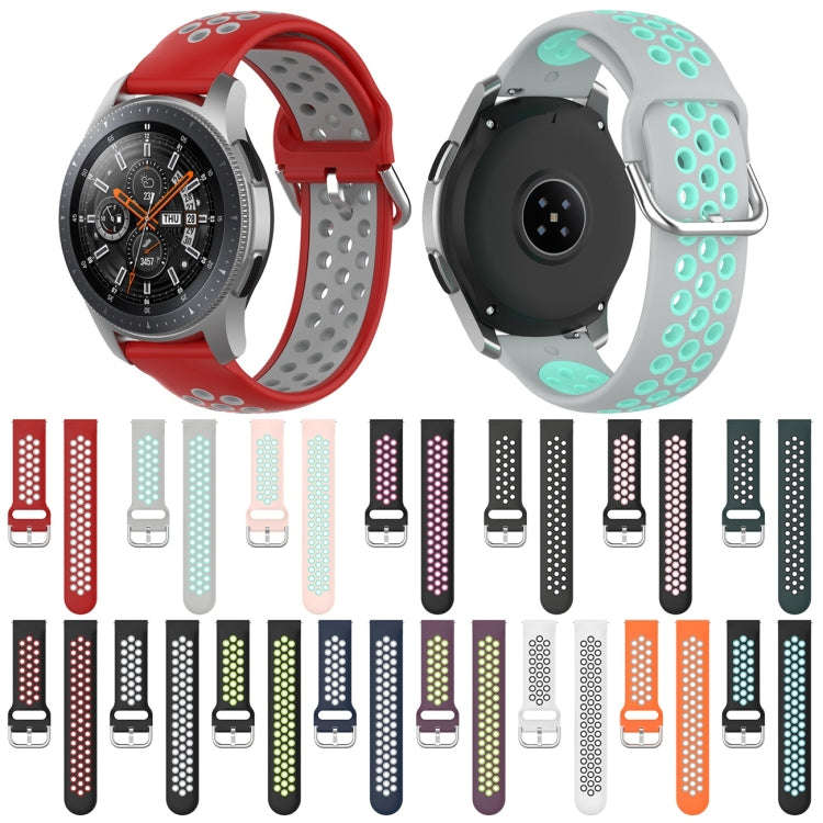 For Samsung Galaxy Watch 46mm / Gear S3 Universal Sports Two-tone Silicone Watch Band(Pink Green)