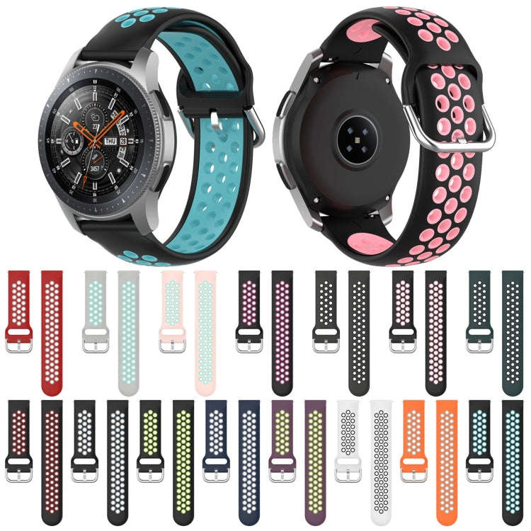 For Huawei Watch GT2 / Honor Magic Watch 2 46mm Universal Sports Two-tone Silicone Watch Band(Bla...