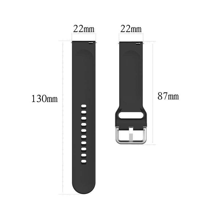 22mm Universal Silver Buckle Silicone Watch Band, Size:L(Red)