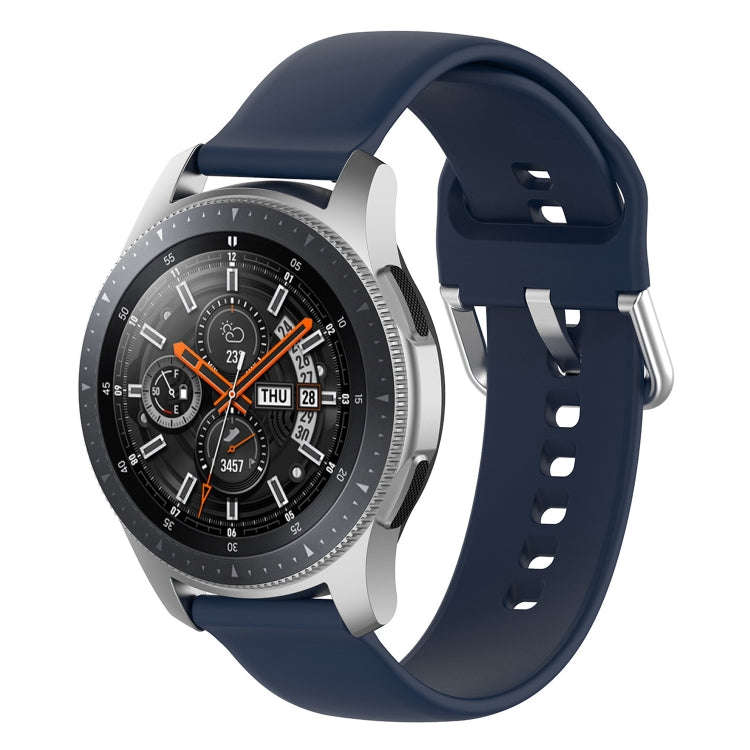 22mm Universal Silver Buckle Silicone Watch Band, Size:L(Navy)