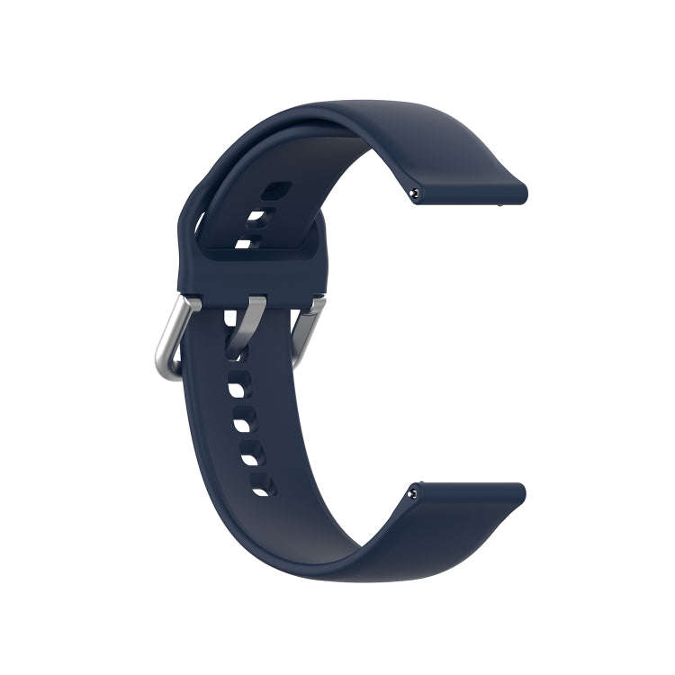 22mm Universal Silver Buckle Silicone Watch Band, Size:L(Navy)