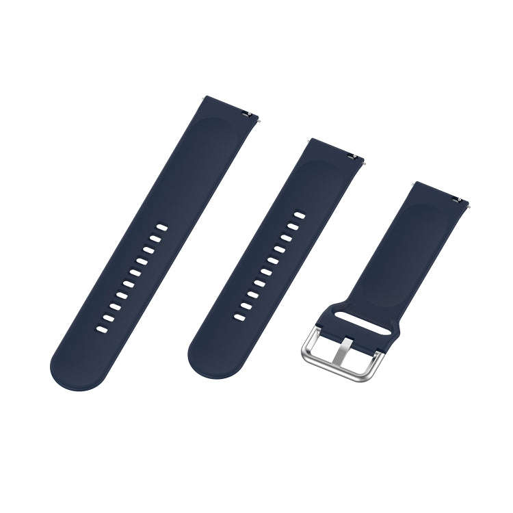 22mm Universal Silver Buckle Silicone Watch Band, Size:L(Navy)