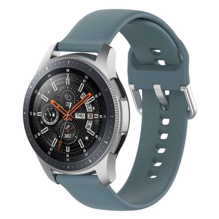 22mm Universal Silver Buckle Silicone Watch Band, Size:L(Blue Grey)
