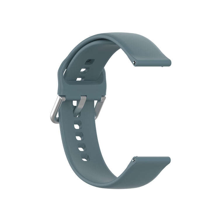 22mm Universal Silver Buckle Silicone Watch Band, Size:L(Blue Grey)