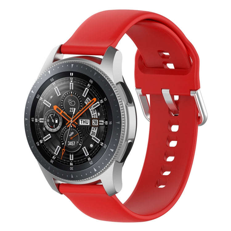 22mm Universal Silver Buckle Silicone Watch Band, Size:S(Red)