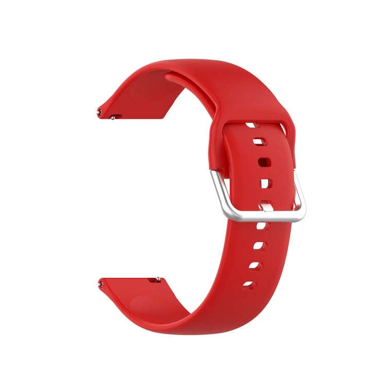 22mm Universal Silver Buckle Silicone Watch Band, Size:S(Red)