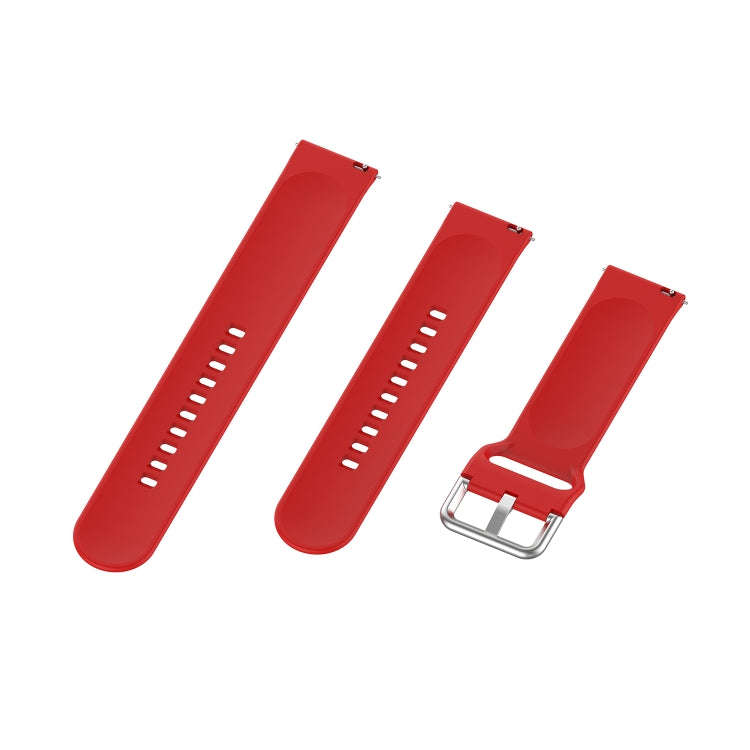 22mm Universal Silver Buckle Silicone Watch Band, Size:S(Red)