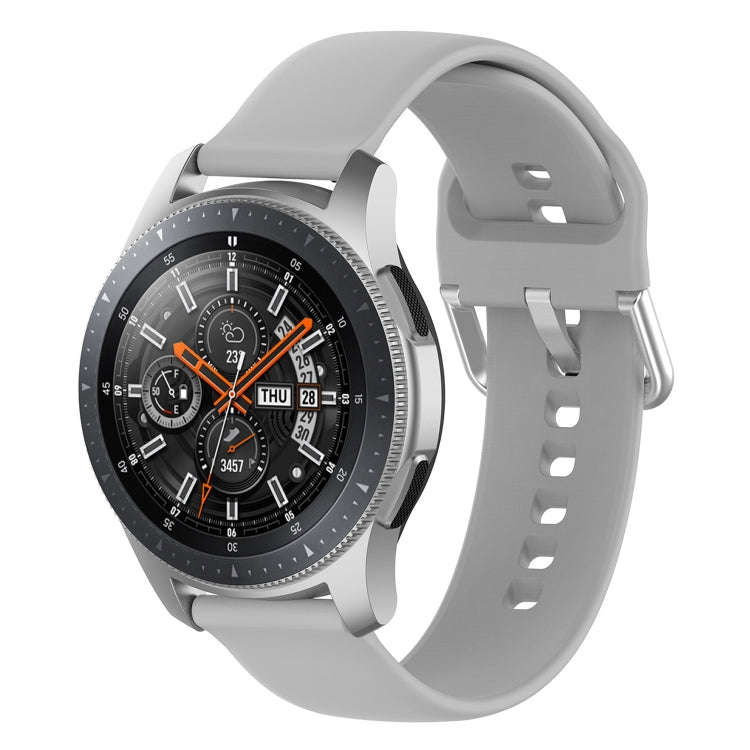 22mm Universal Silver Buckle Silicone Watch Band, Size:S(Grey)
