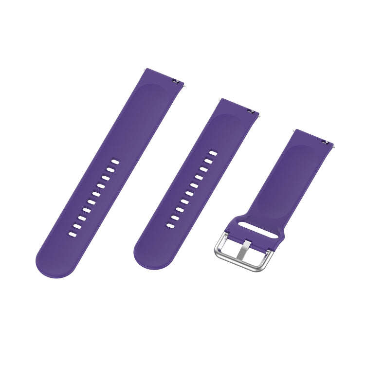 22mm Universal Silver Buckle Silicone Watch Band, Size:S(Purple)