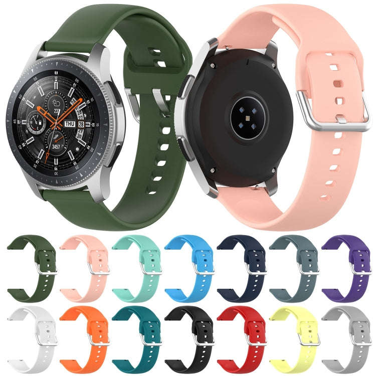 22mm Universal Silver Buckle Silicone Watch Band, Size:S(Grey)