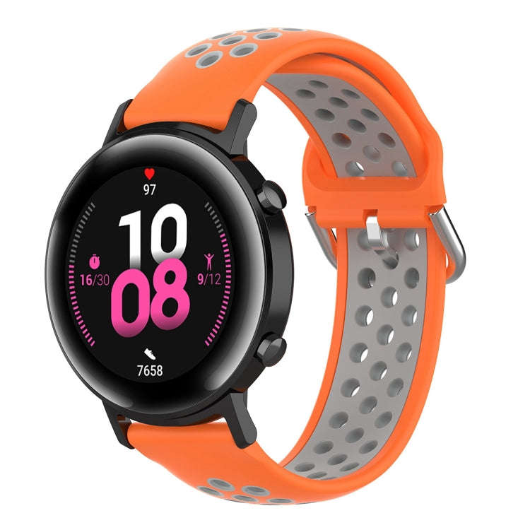 20mm Universal Sports Two Colors Silicone Replacement Strap Watchband(Orange Grey)