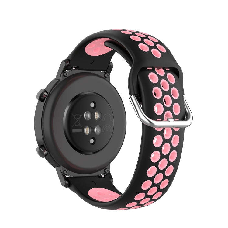 20mm Universal Sports Two Colors Silicone Replacement Strap Watchband(Black Pink)
