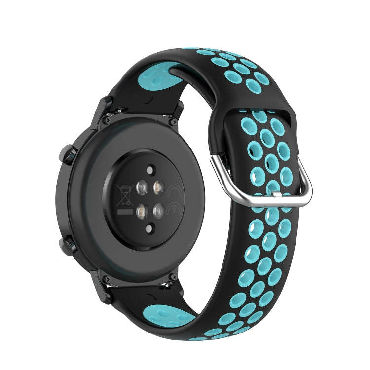 20mm Universal Sports Two Colors Silicone Replacement Strap Watchband(Black Teal)
